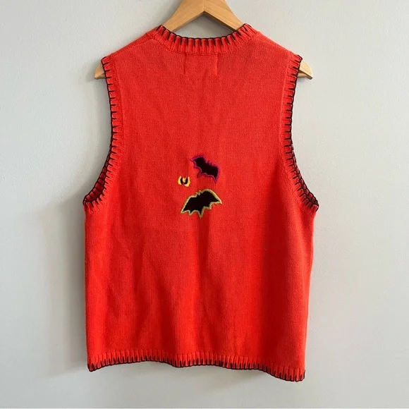 Tiara International Vintage Halloween Ghost Patchwork Sweater Vest Size Large - Picture 6 of 8